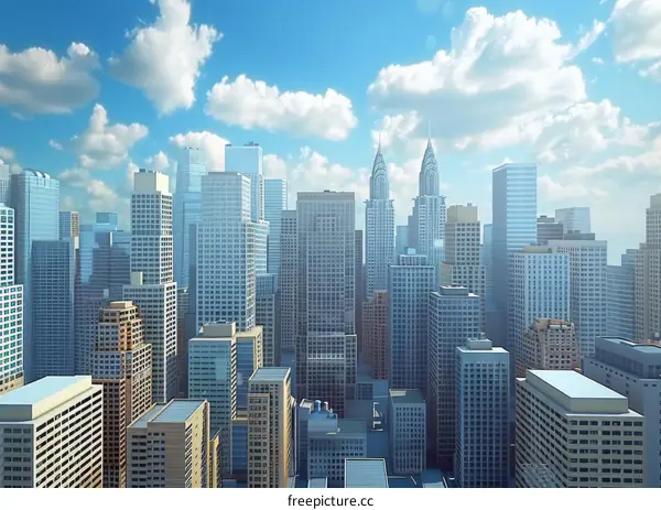 Modern City Skyline with Skyscrapers