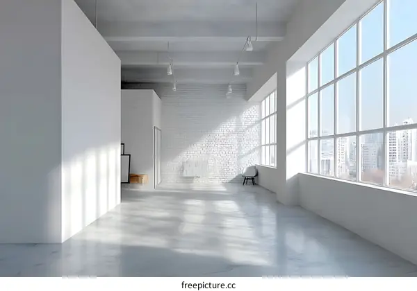 Empty Modern Industrial Studio Space with Big Windows