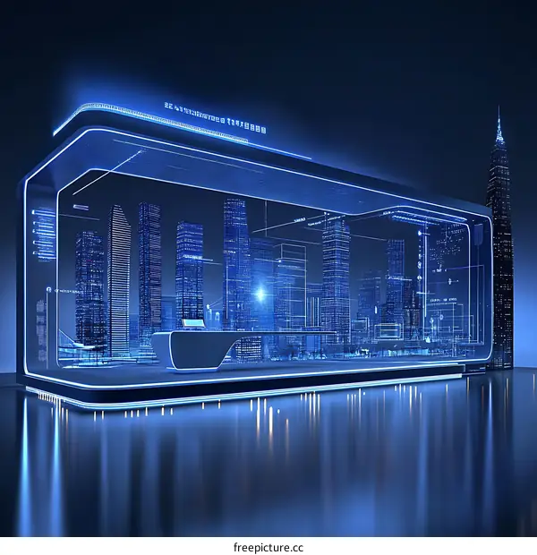 Futuristic Cityscape Display Booth