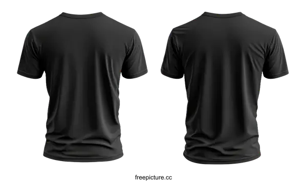 [Transparent Background PNG]Blank Black T-Shirt Mockup Back View
