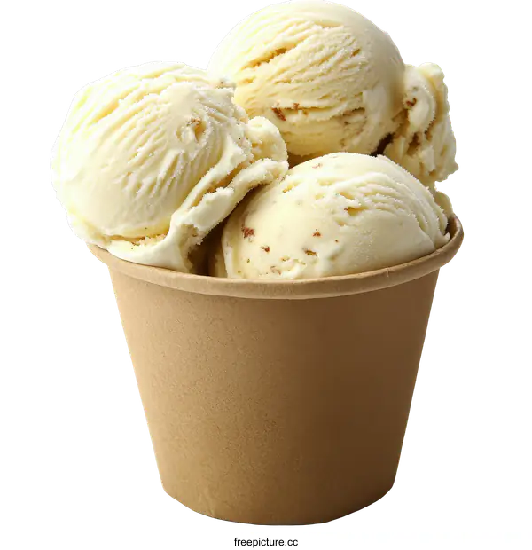 [Transparent Background PNG]Delicious Vanilla Ice Cream in a Paper Cup