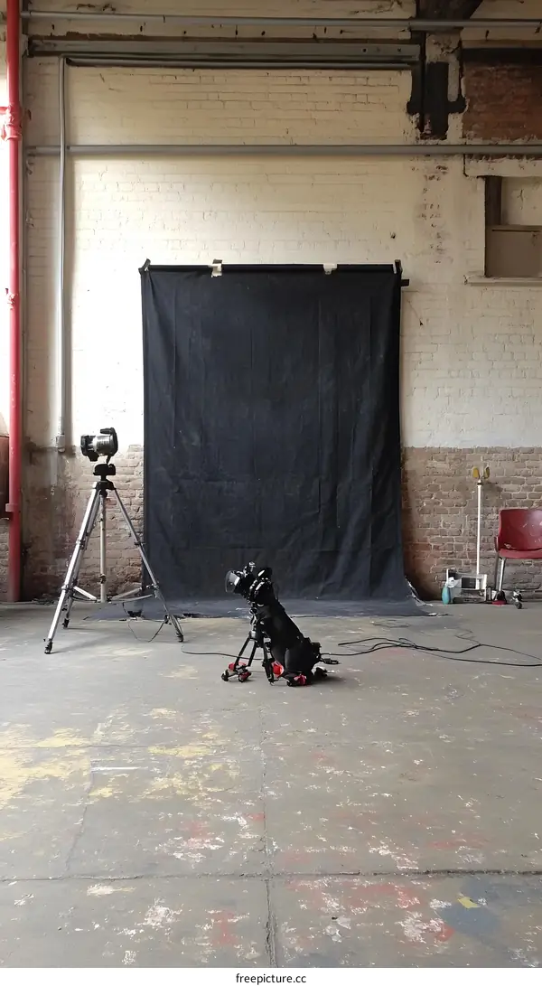 Black Fabric Backdrop In Abandoned Factory