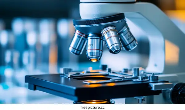 Modern Scientific Microscope Close-up