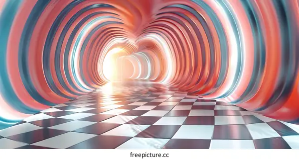 Pink and blue striped tunnel