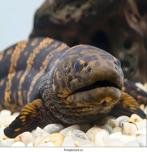 A close up of a snakehead fish