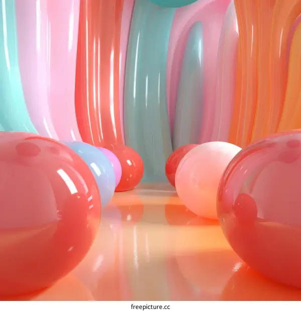 Pastel Pink and Blue Abstract Background with Spheres