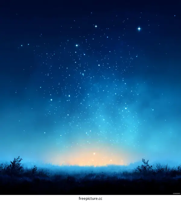 Starry Night Sky Over a Meadow