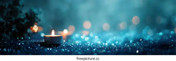 Blue Festive Background with Candlelight