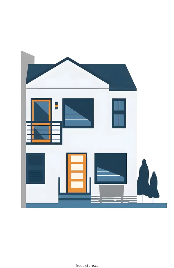 Modern Two Storey House Illustration