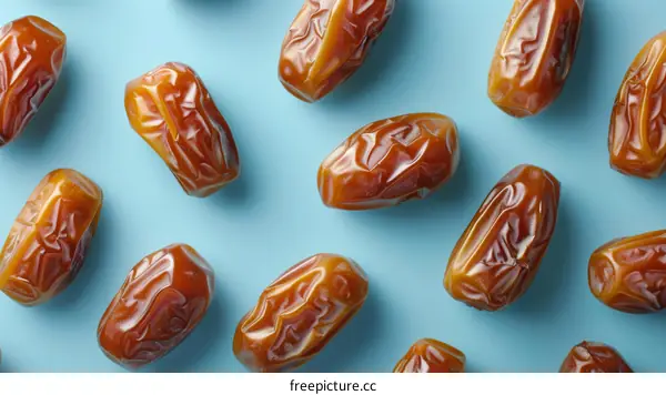 Close-Up of Medjool Dates on Blue Background