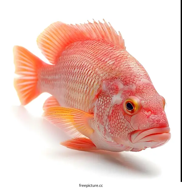 Red Tilapia Fish on White Background