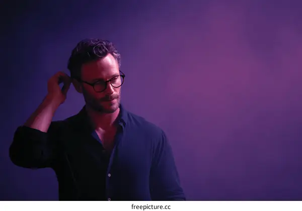 Stylish Man in Deep Purple Studio Portrait