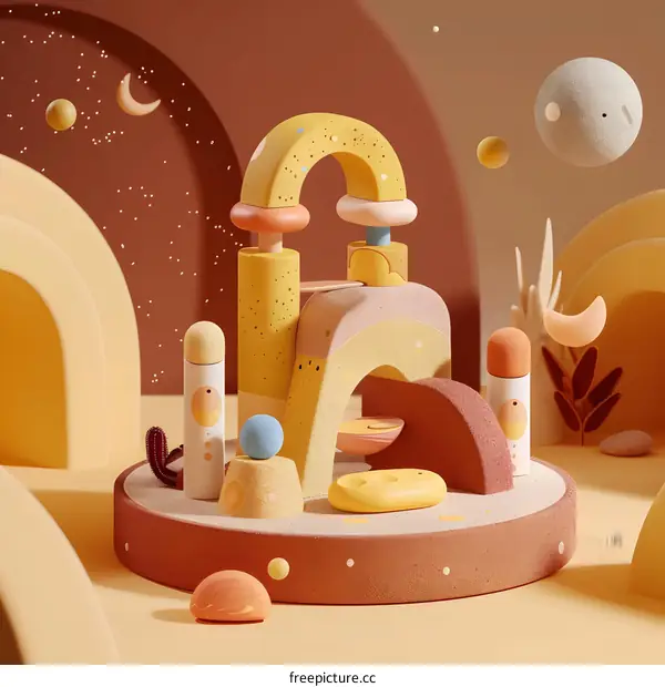 Abstract 3D Rendered Background With Yellow and Orange Colors