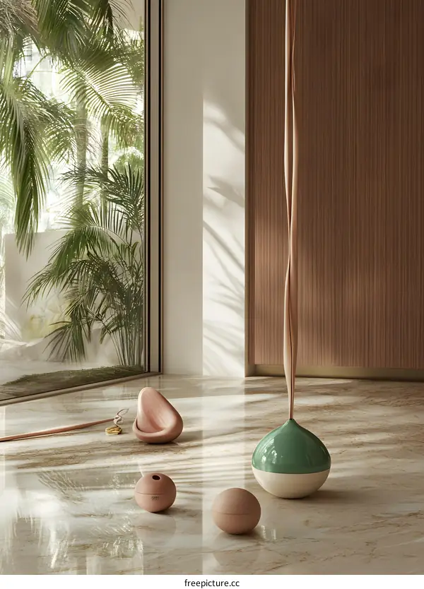 Modern Interior Design with Green and Brown Decor Objects