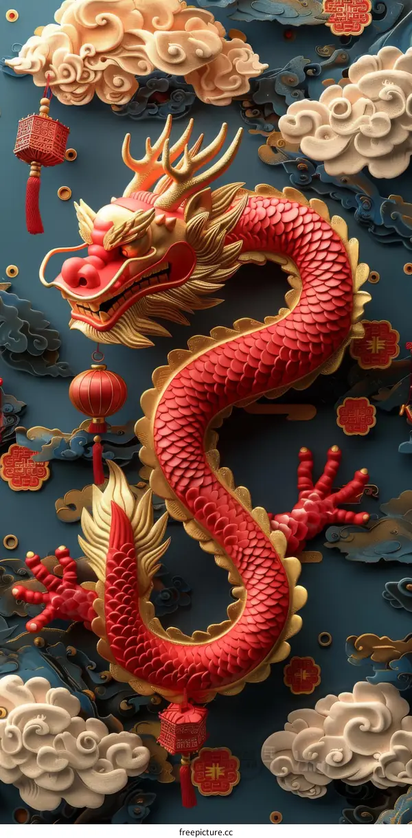 Chinese Dragon and Auspicious Clouds