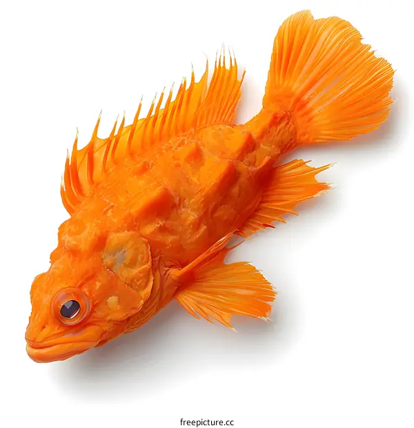 A 3D rendering of a orange rockfish on a white background