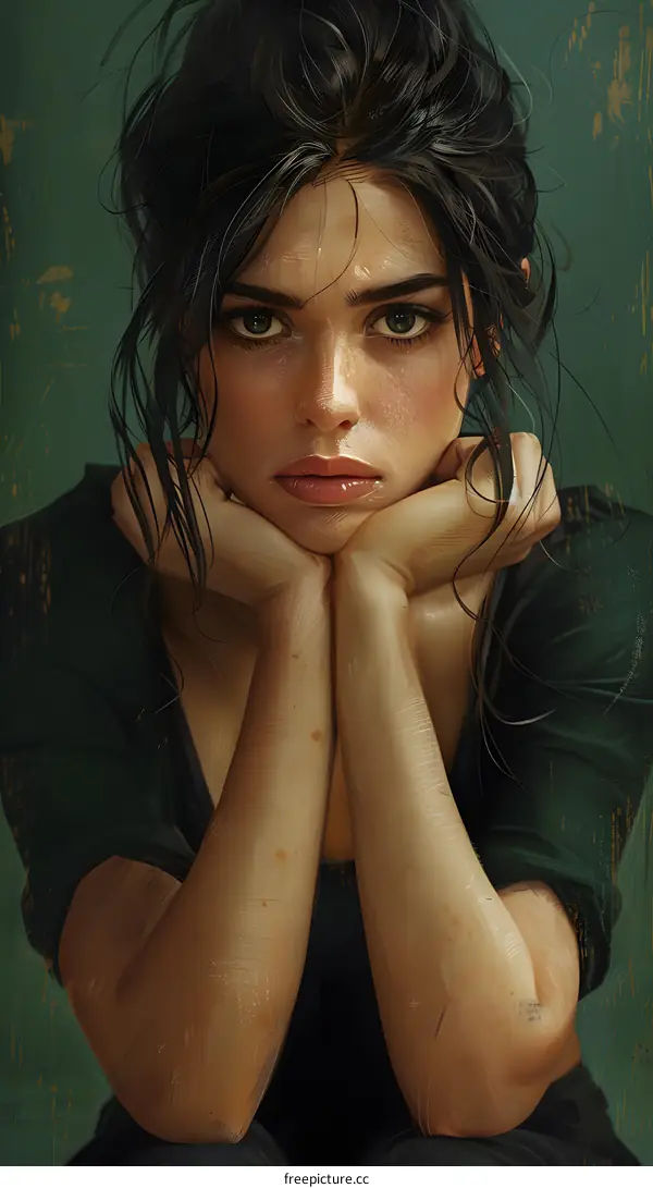 portrait of a young woman with dark hair