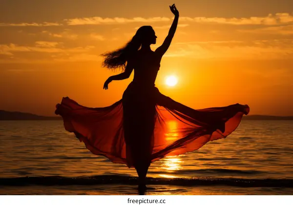 dancing at sunset in the water