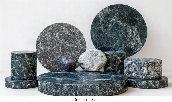 Abstract Marble Display Stands for Product Photography