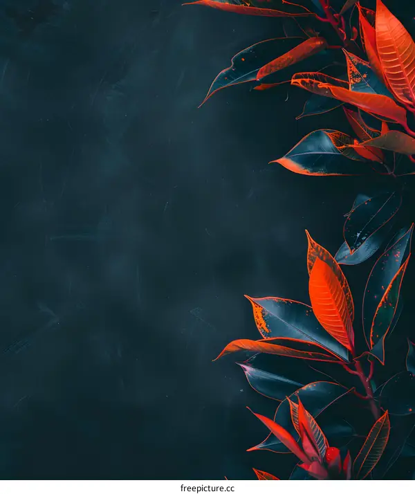 Dark Background with Red and Green Leaves