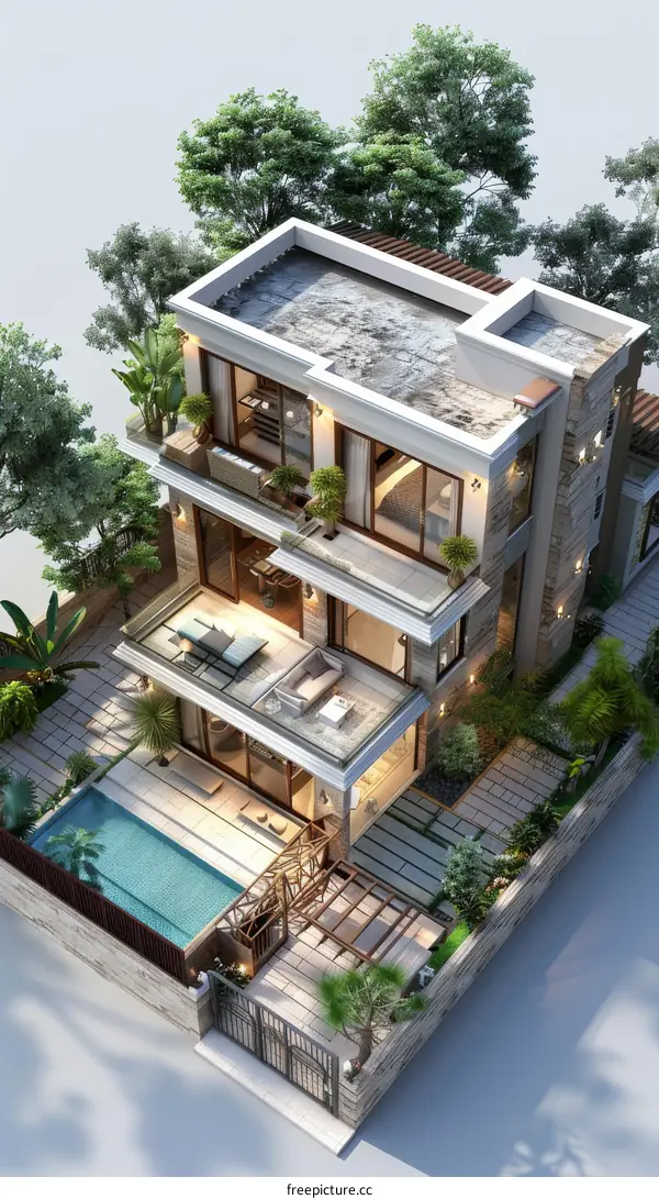 Modern Villa Exterior Design Illustration