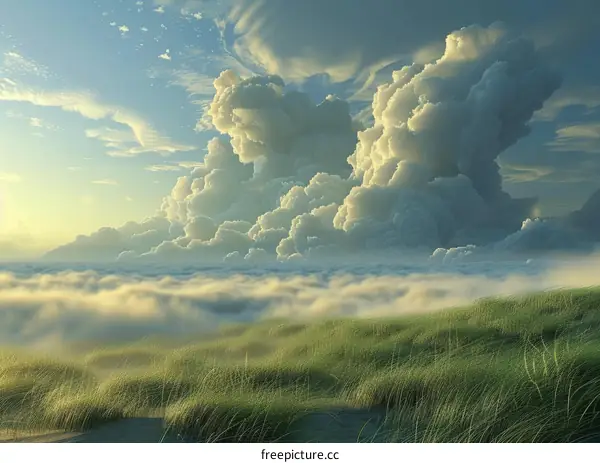 Stunning Cloudscape Over a Lush Meadow