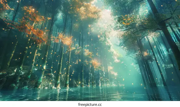 Mystical Forest with Glowing River