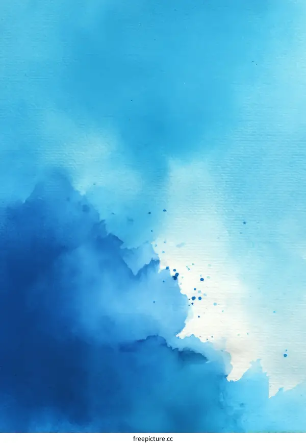 Abstract Watercolor Painting in Shades of Blue