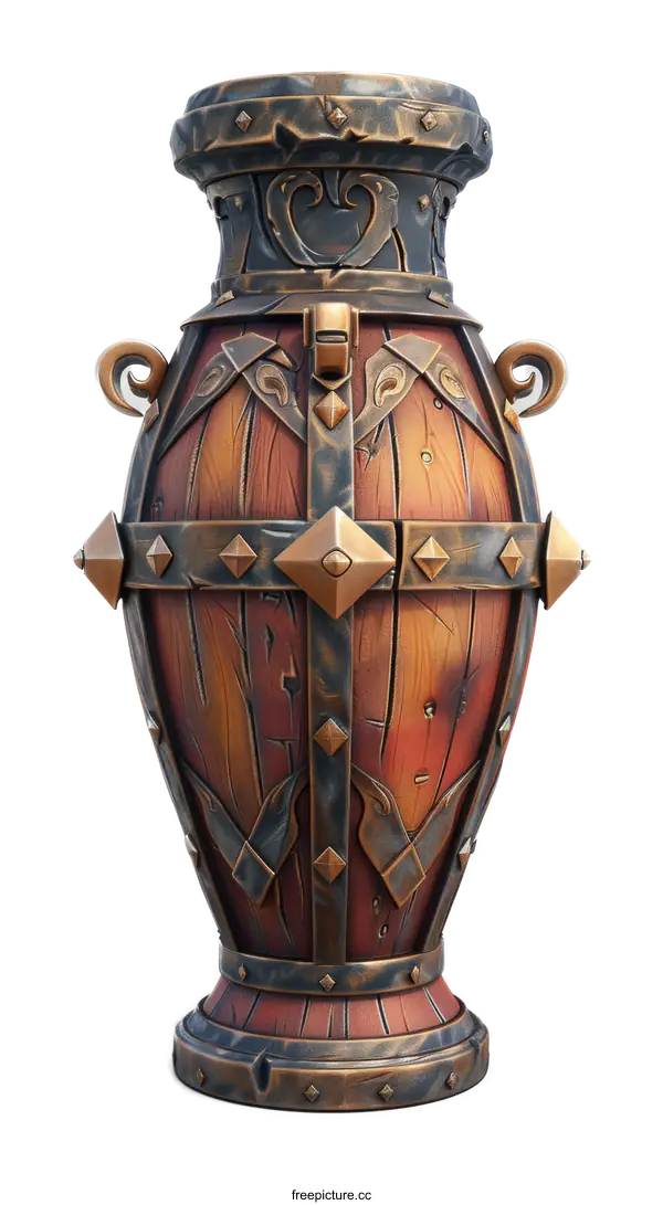 [Transparent Background PNG]Wooden and Iron Vase Fantasy Design