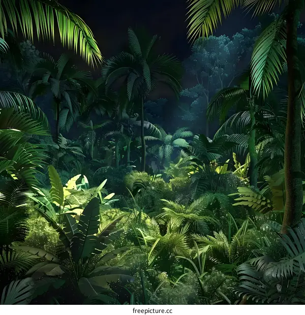 Tropical Rainforest At Night