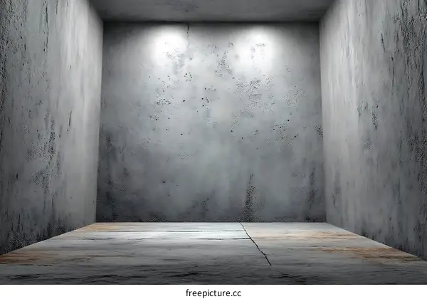 Empty Concrete Room Interior with Spotlights