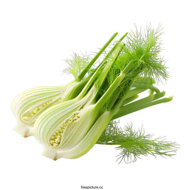 [Transparent Background PNG]Fresh Fennel Bulbs on White Background