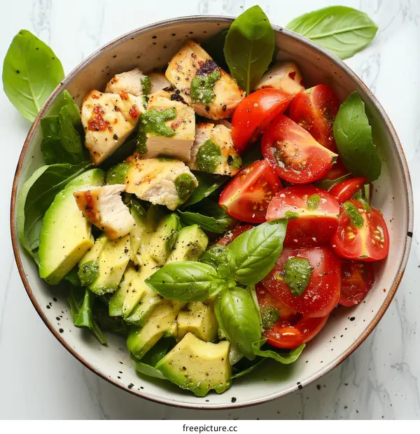 Avocado and Chicken Salad with Pesto Sauce