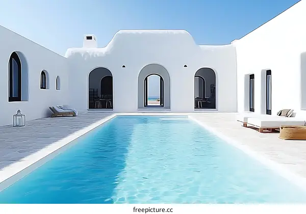 Modern White Villa Poolside Landscape