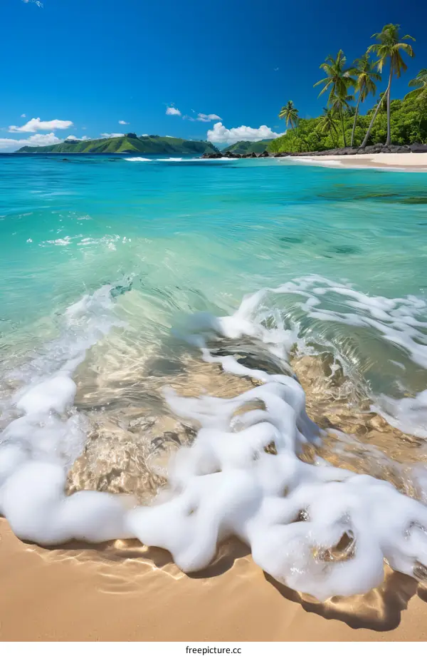 Beautiful beach scene with crystal clear water