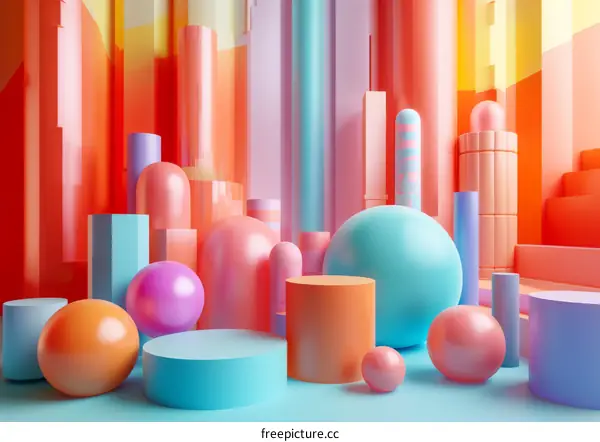 Abstract Geometric Shapes Colorful Display