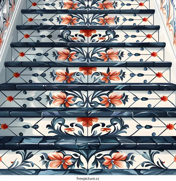 Staircase With Ornate Tiles