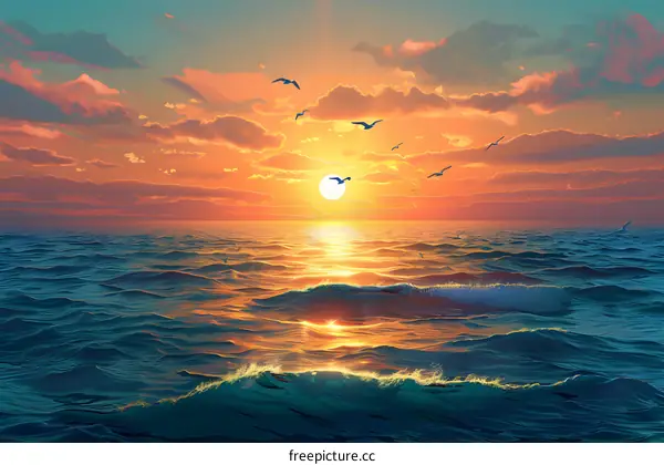 Beautiful sunset over the ocean