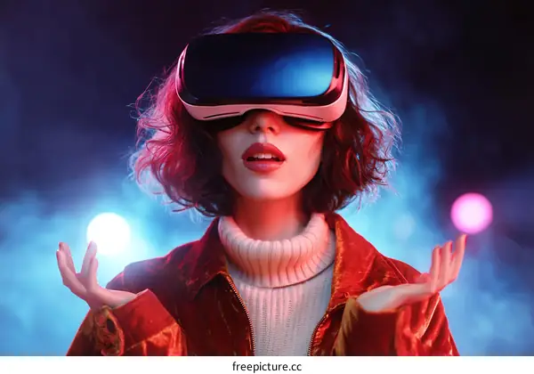 Virtual Reality Experience Woman in a Trendy Outfit