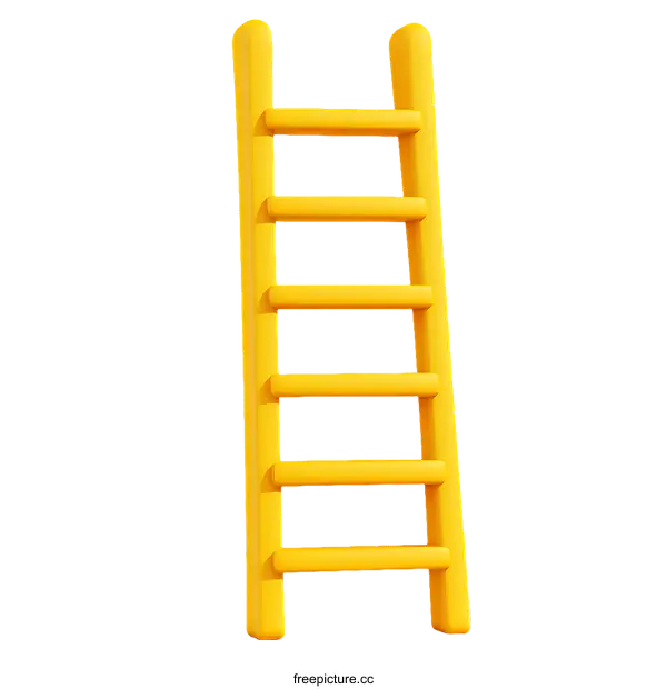 [Transparent Background PNG]Illustration of a Bright Yellow Ladder