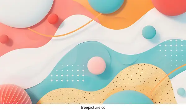 Abstract 3D Shapes Design with Pastel Colors