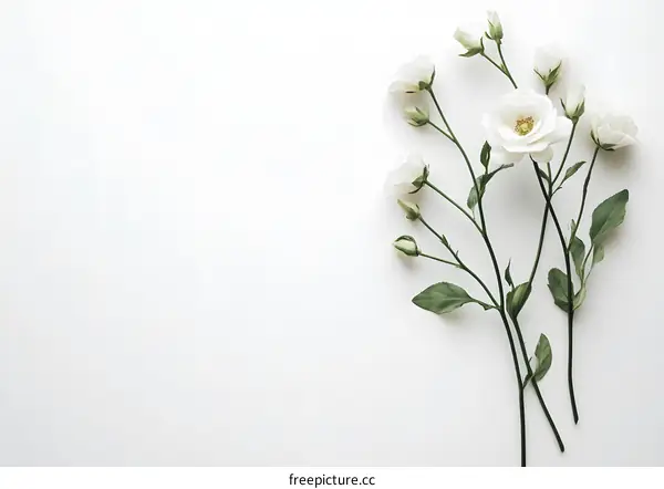 White Flowers on White Background Minimalist Floral Photography