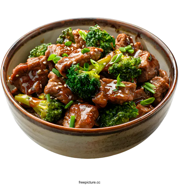 [Transparent Background PNG]Beef and broccoli in bowl