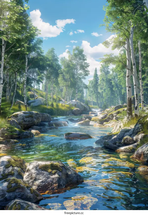 River Flowing Through a Rocky Forest Landscape