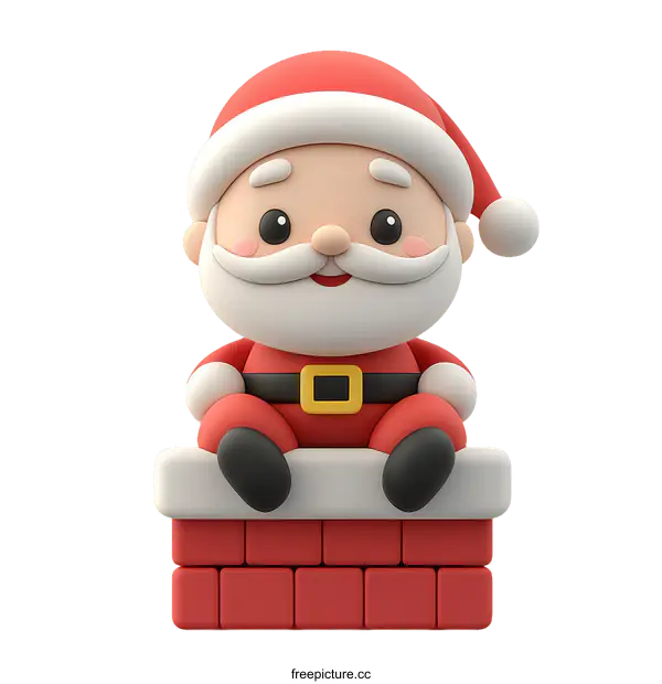 [Transparent Background PNG]Cute Santa Claus Sitting on Chimney Illustration