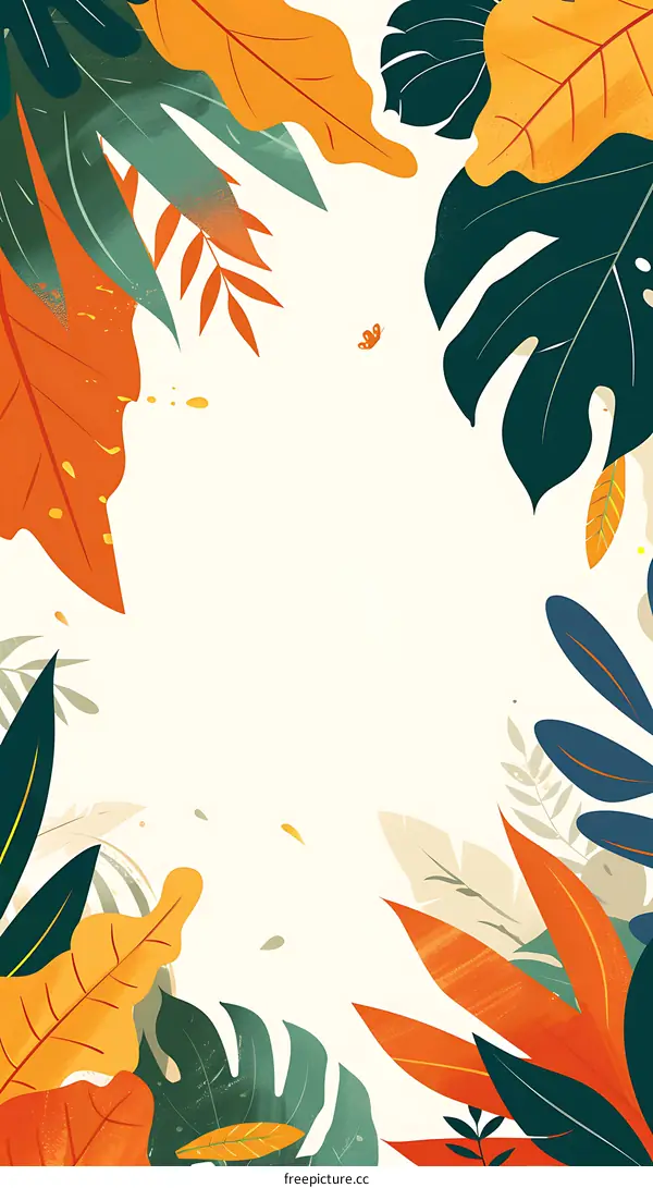 Tropical Leaf Border Illustration With White Background