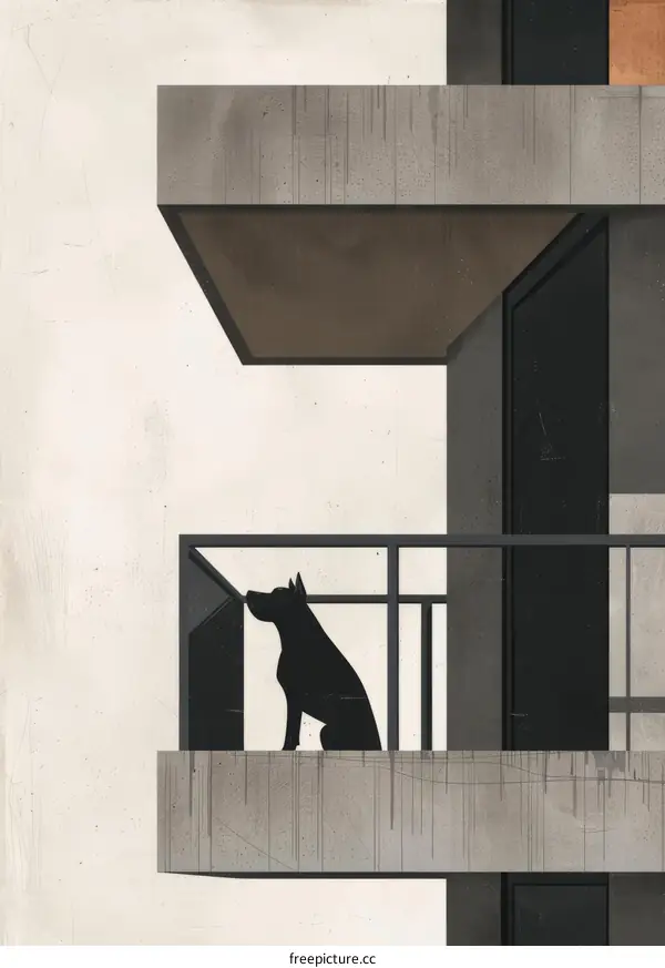 Dog Looking Out from Balcony Window