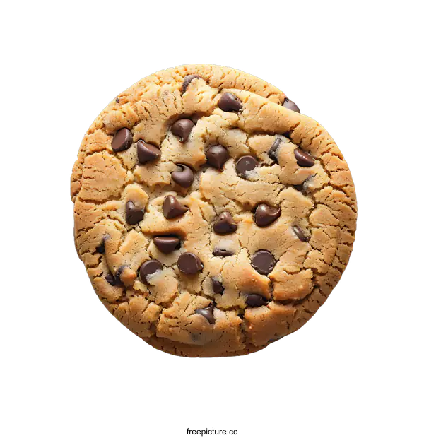 [Transparent Background PNG]Single Chocolate Chip Cookie on White Background