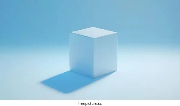 White Cube on Blue Background