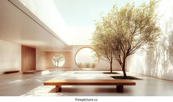 Modern Minimalist Courtyard Design Illustration